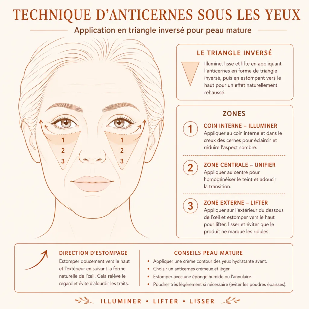 Technique d'anticernes pour peau mature