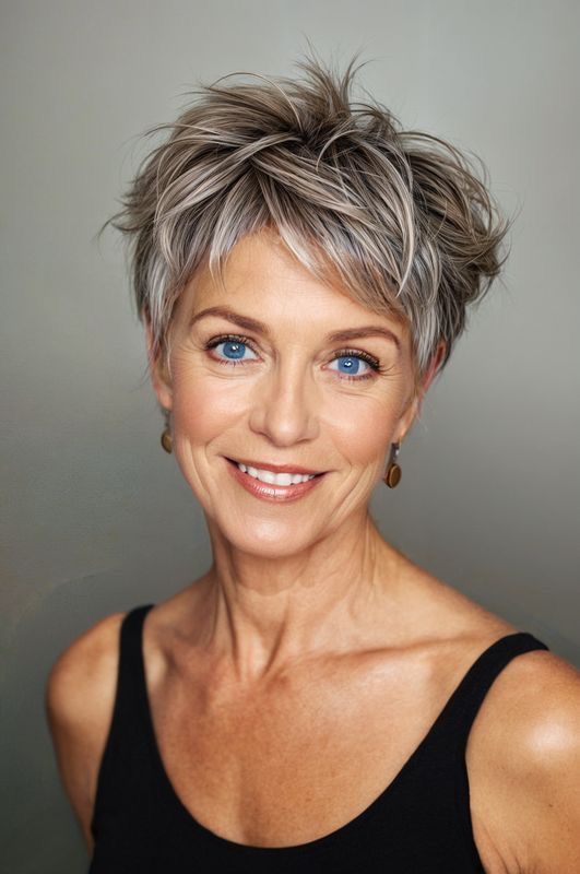 Coupe boule moderne et volumineuse pour femme de 50 ans aux cheveux fins