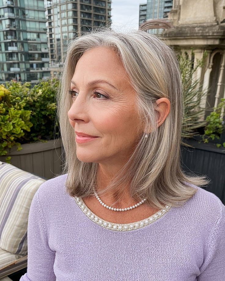 Tons cendrés pour cheveux fins après 50 ans