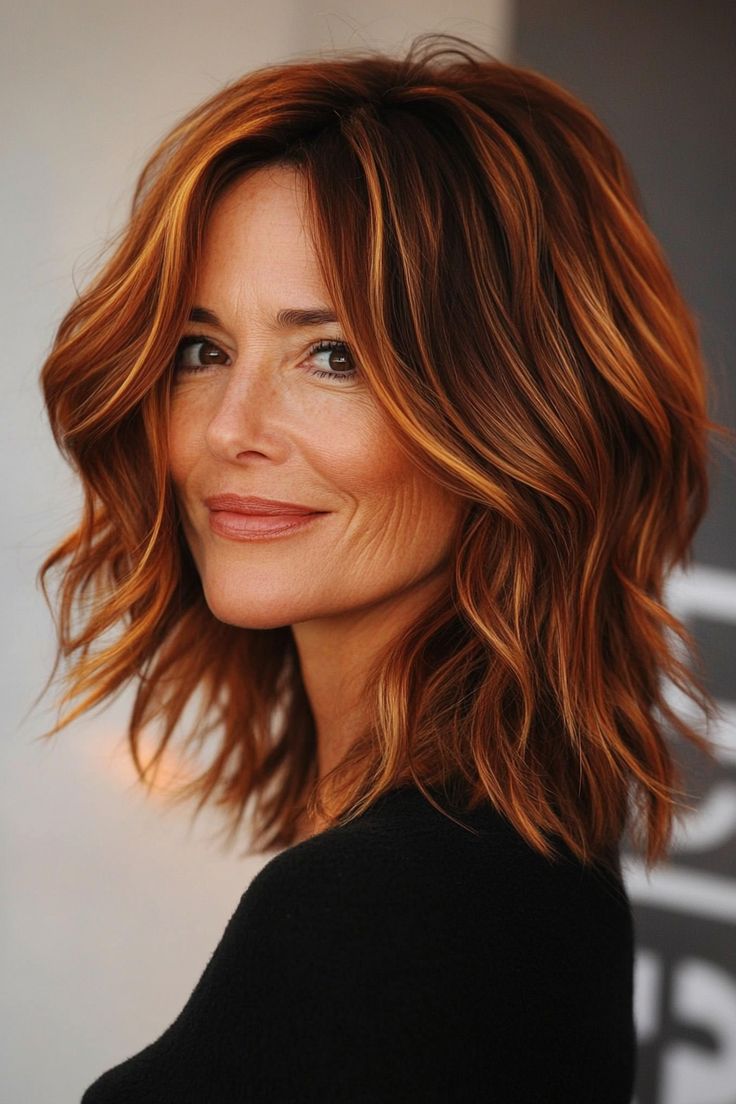 Cheveux fins avec nuances acajou profondes