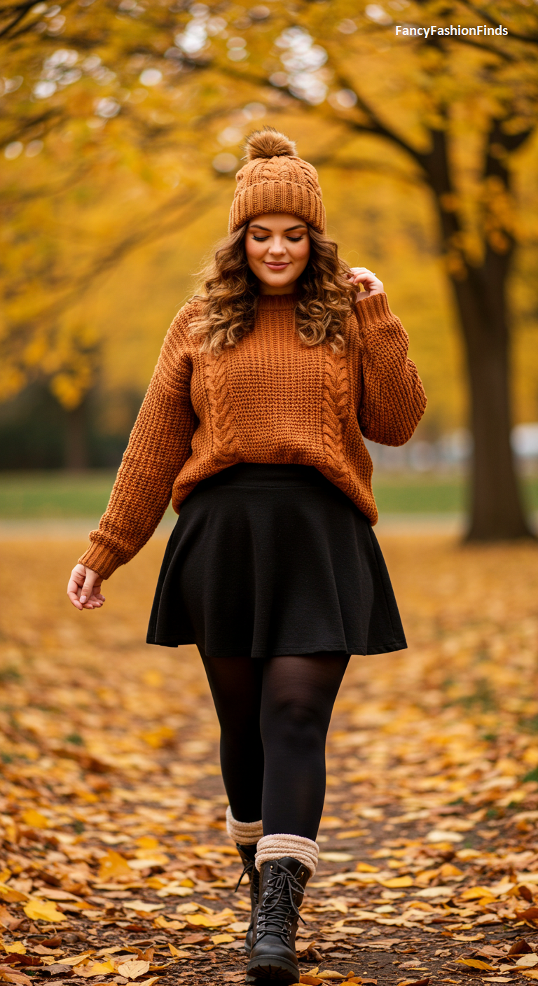 Pull oversize marron avec leggings en cuir