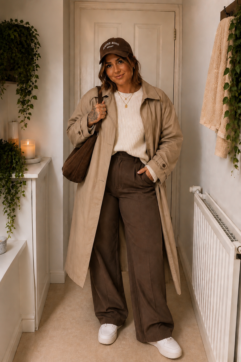 Cardigan bordeaux avec chaussures à talons pointues