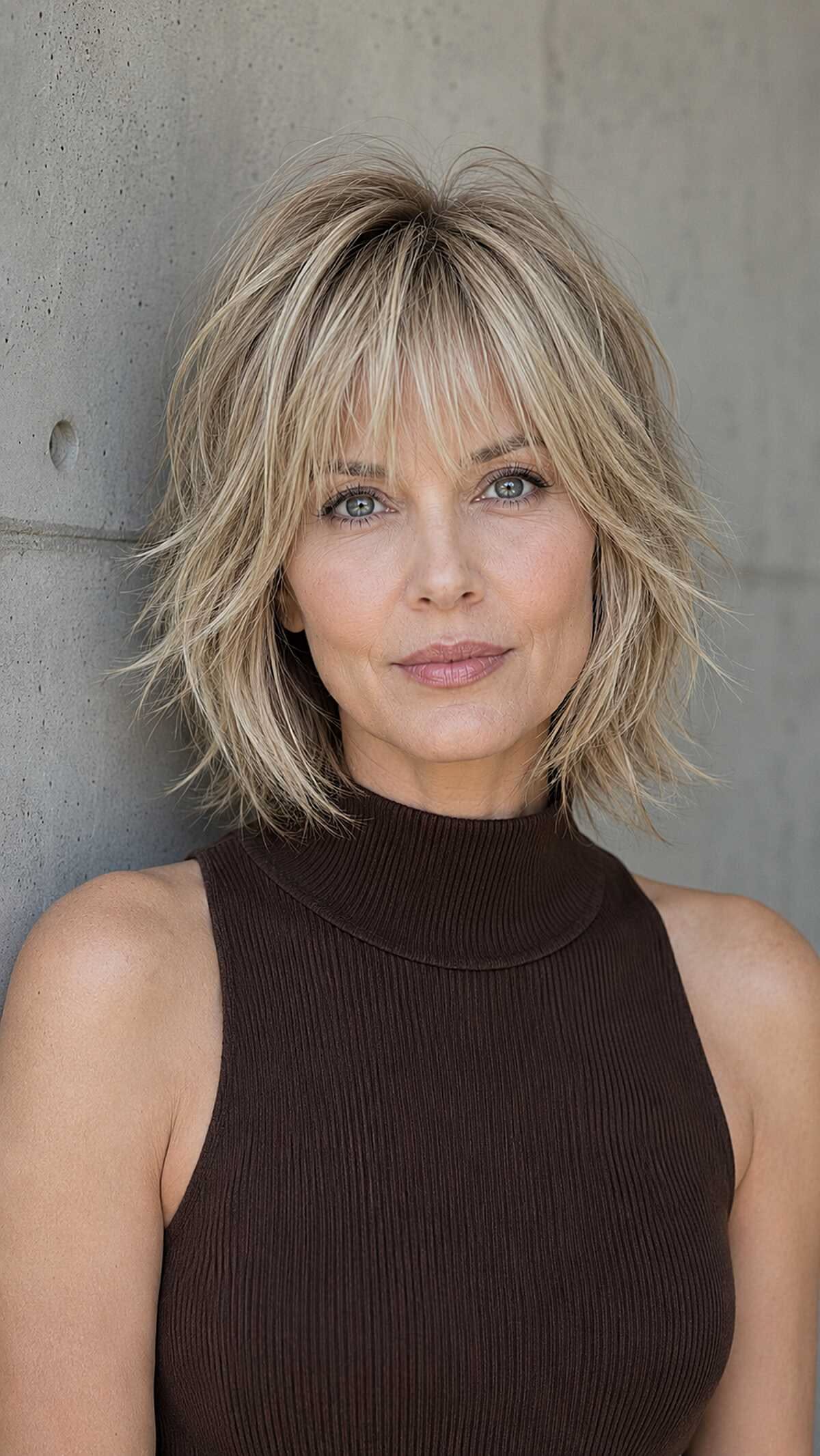 Shag léger avec frange aérienne sur cheveux fins